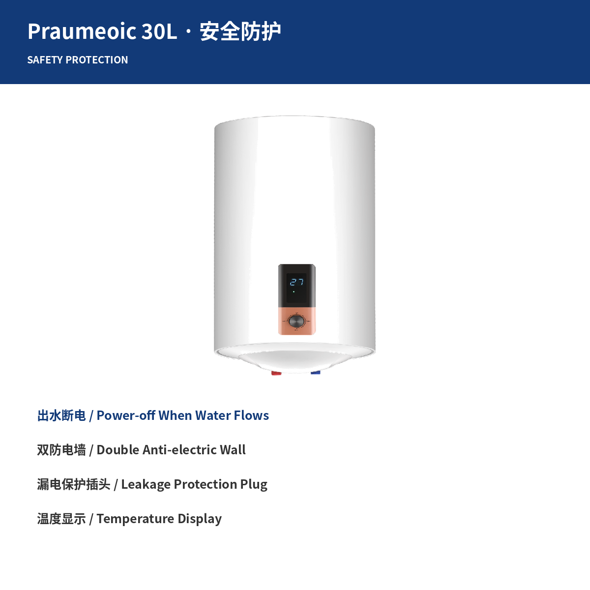 Close-up of electric water heater heating component